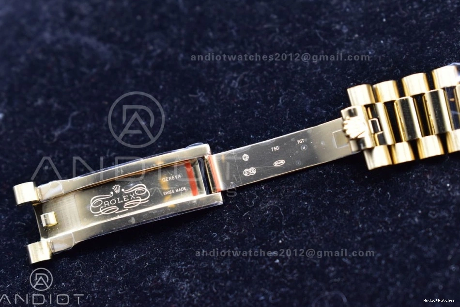 Black President 721 YG A2836 Breathable Plated Bracelet Markers Dial DayDate On 904L 40 GMF Crystal Steel V 0304